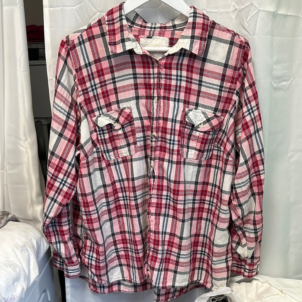 Sonoma Red Plaid Button Down Shirt